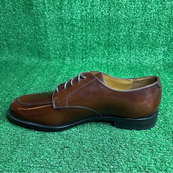 Cole Haan Men’s 8.5 Brown Patent Leather Split Toe Oxford Shoes - NEW - Picture 7 of 12